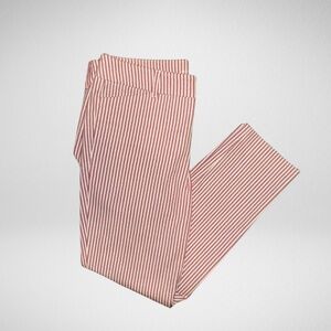 Old Navy Mid Rise Pixie Ankle Length Red/Pink and White Striped Pants - Size 10